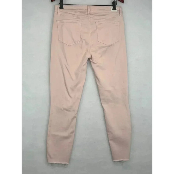 Paige Verdugo Crop Skinny Jeans Light Pink Raw Hem Mid Rise Super Stretch 31 - Picture 3 of 8